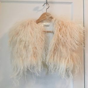 SOLD Bhldn Ostrich feather shrug jacket